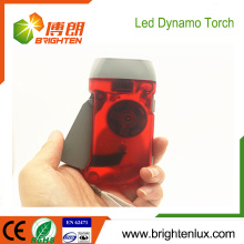 Fábrica de encargo botón de la célula Powered Multi-color de plástico ABS Cranked 3 led Dynamo Torch